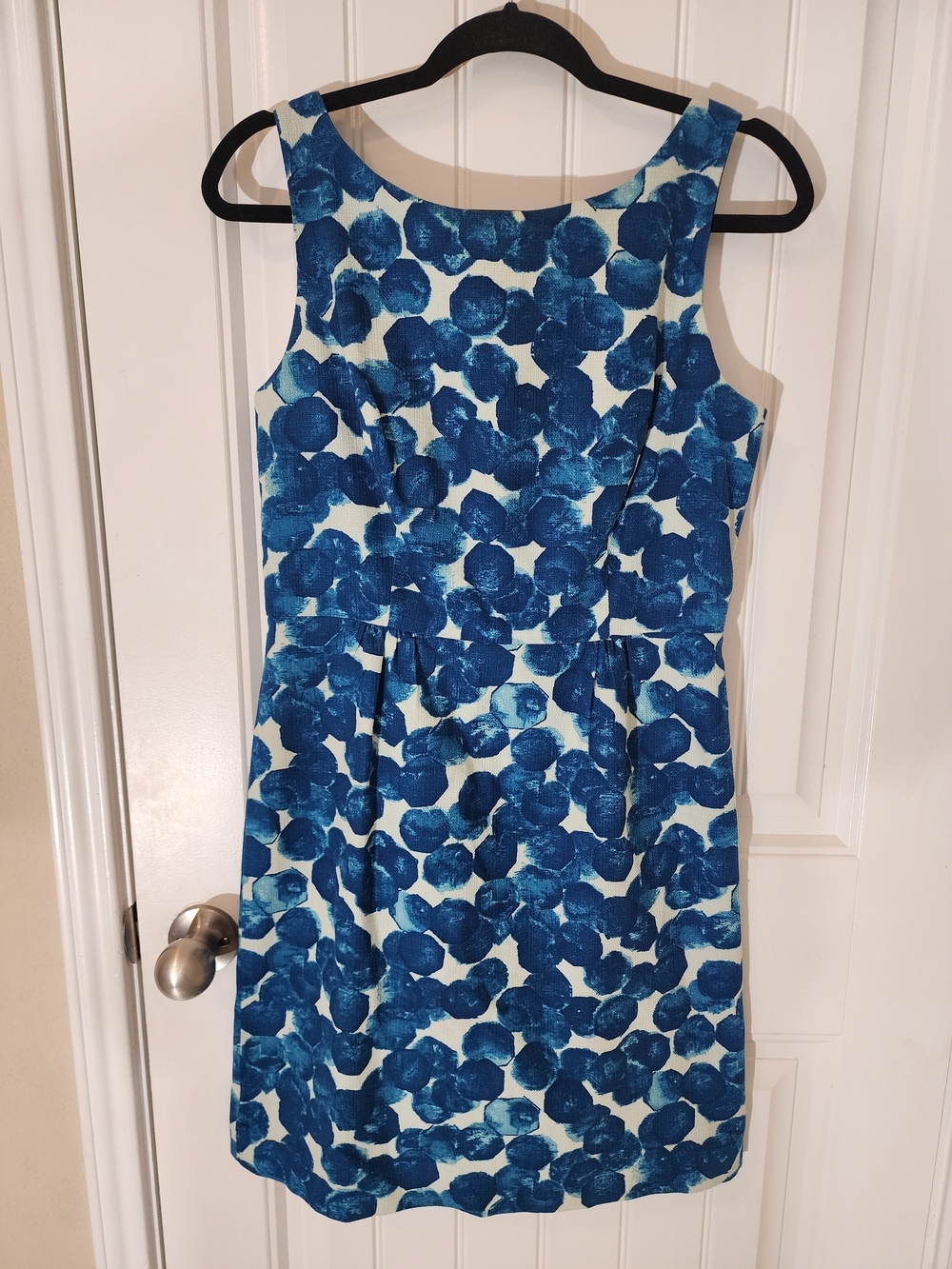 Anthropologie Tabitha Dress Womens 8 Blue Watercolor Gems Sheath Sleeveless Care - Picture 2 of 10